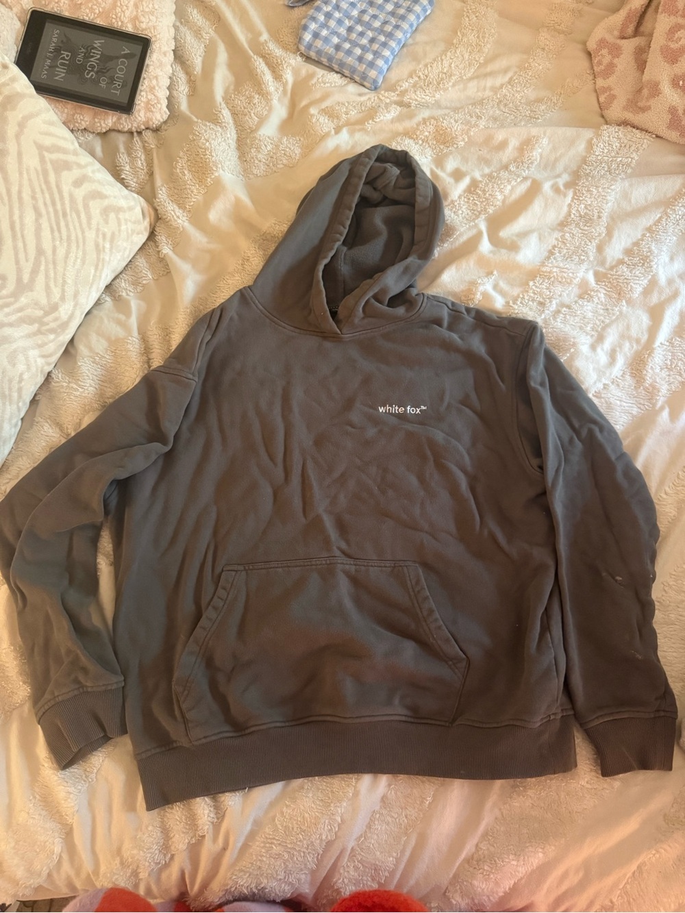 White fox hoodie grey